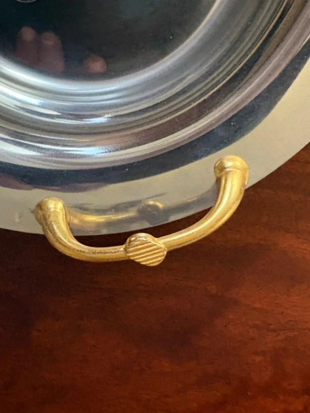 Stainless Steel Serving Bowl, Gold handles